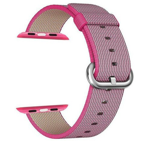 Curea iUni compatibila cu Apple Watch 1/2/3/4/5/6/7, 40mm, Nylon, Woven Strap, Electric Pink