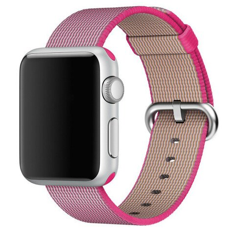 Curea iUni compatibila cu Apple Watch 1/2/3/4/5/6/7, 40mm, Nylon, Woven Strap, Electric Pink